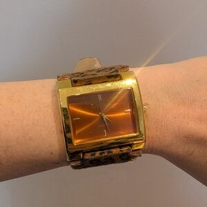 Joan Rivers Gold and Brown Watch with Bold Design